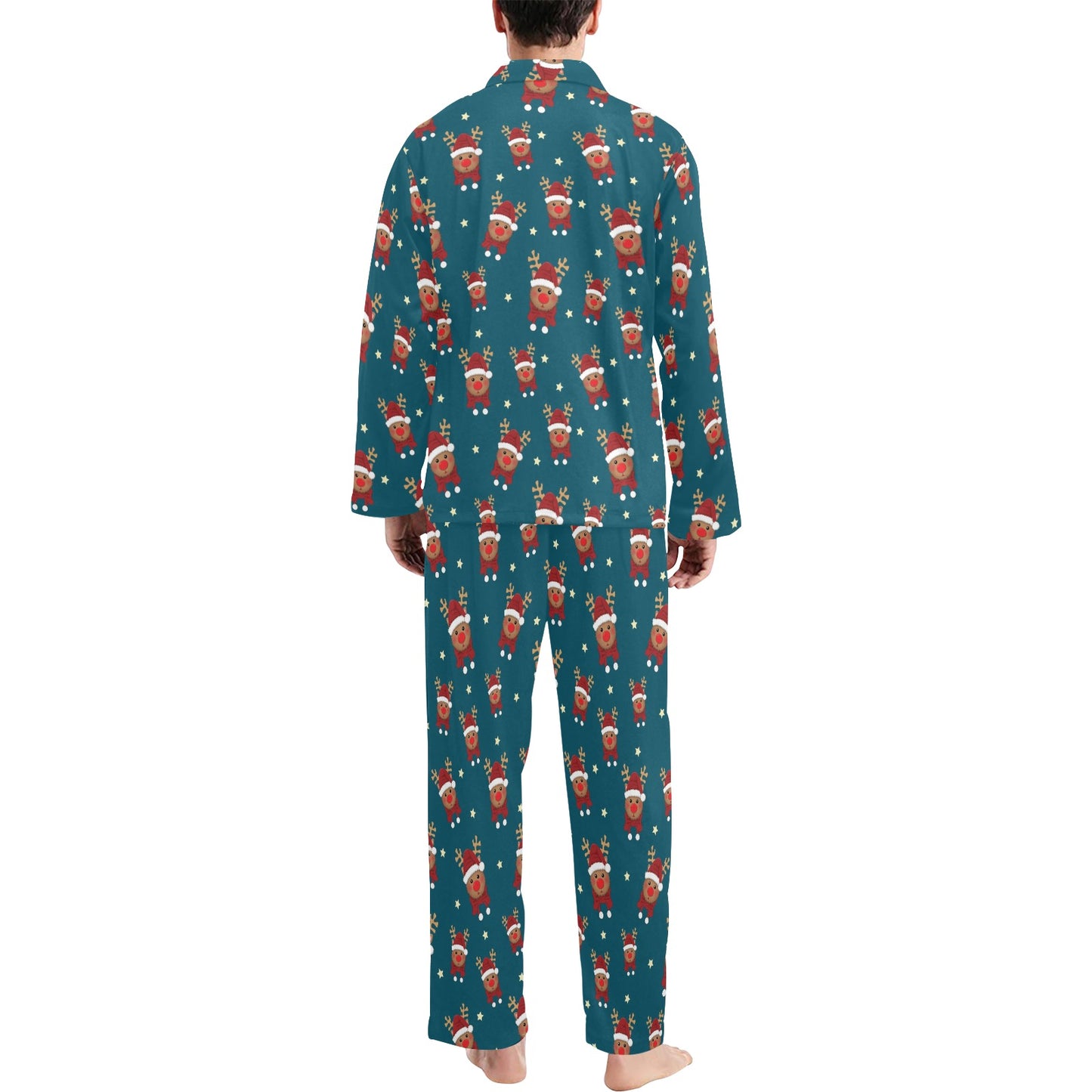 Reindeer Print Design LKS406 Men's Long Pajama Set