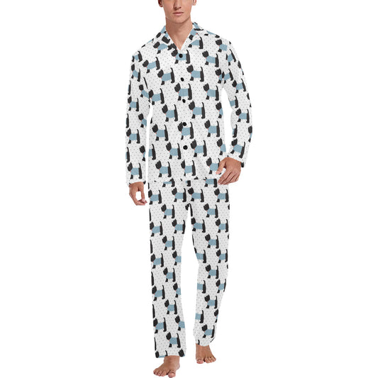 Scottish Terriers Print Design LKS3012 Men's Long Pajama Set