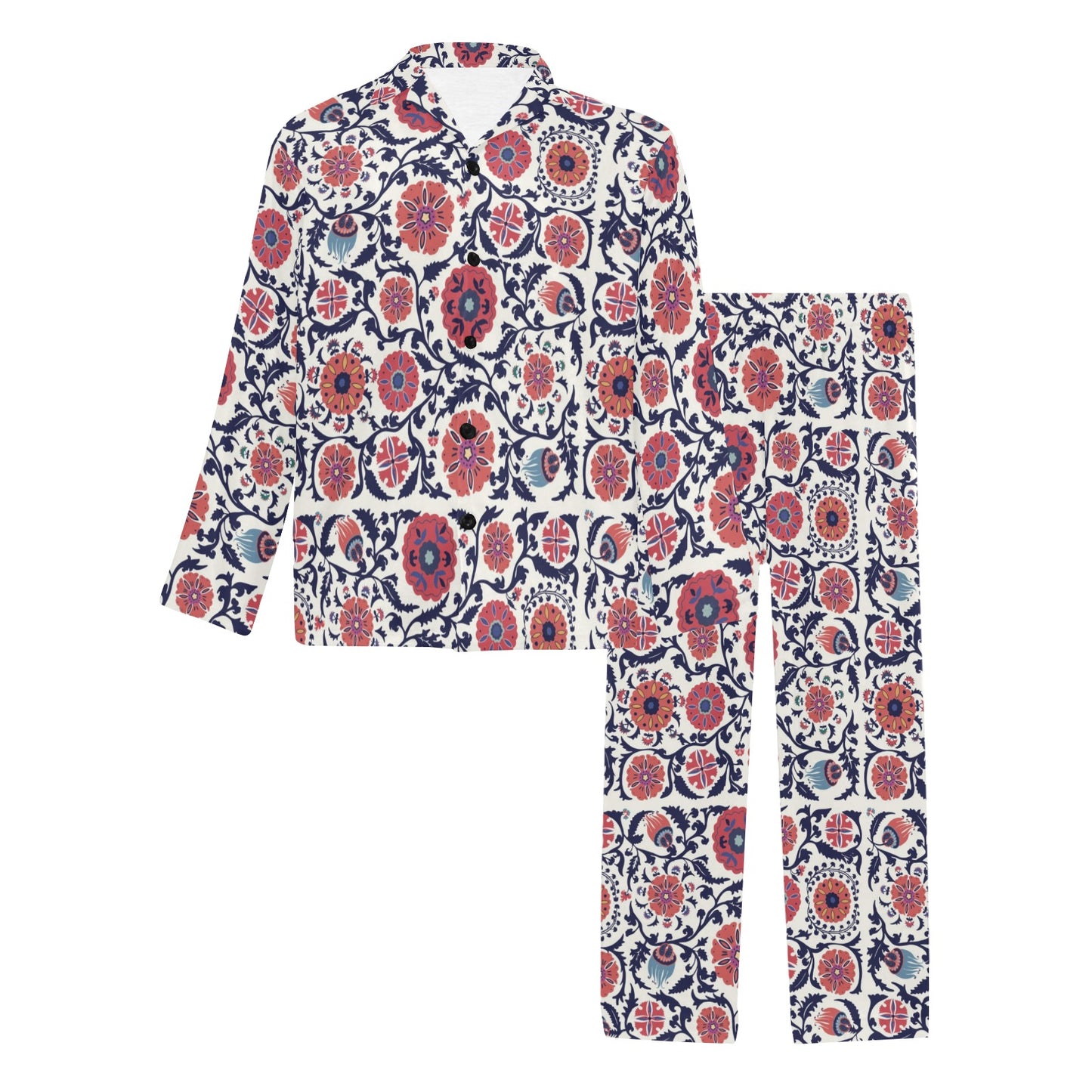 Suzani Print Design LKS304 Men's Long Pajama Set