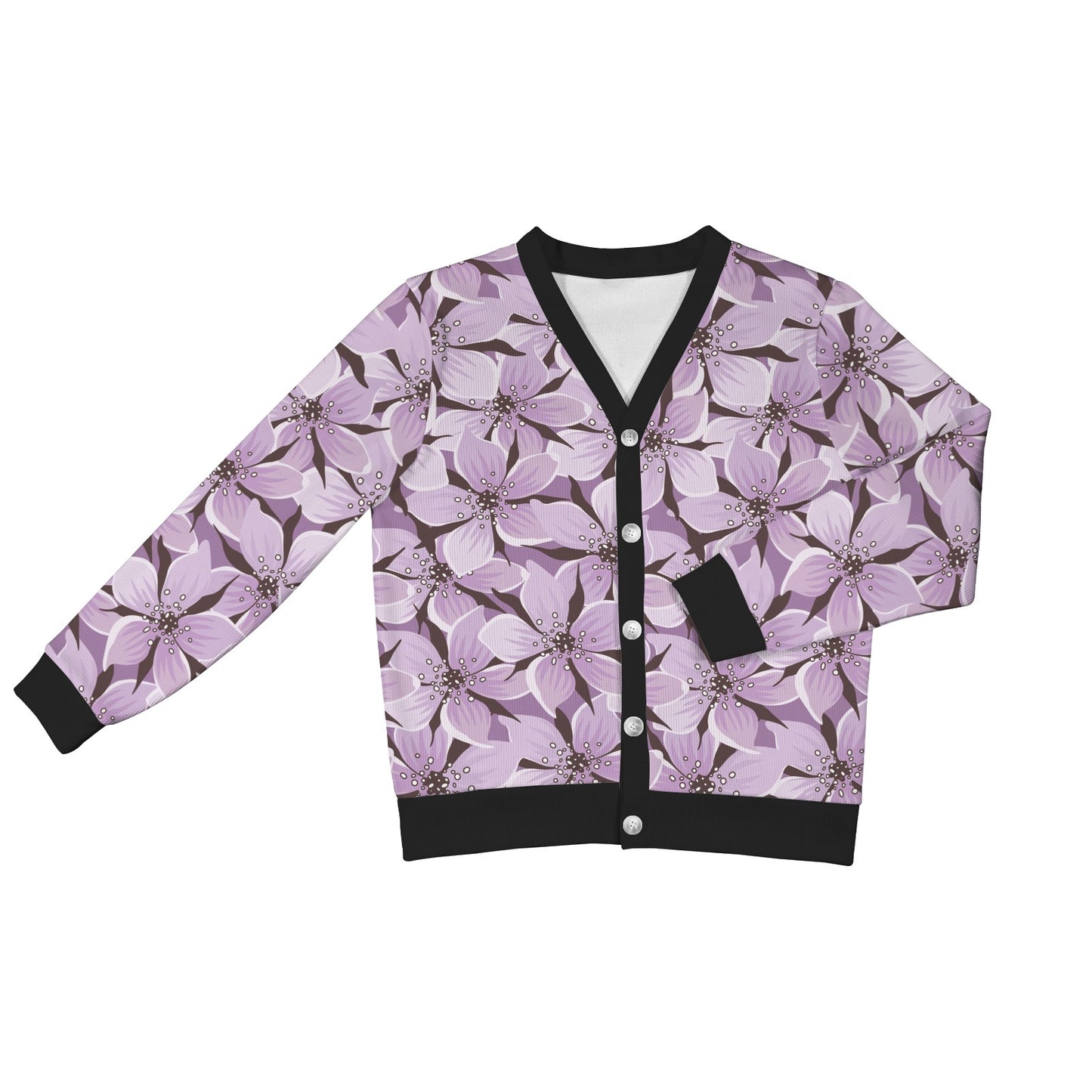 Lilac Pattern Print Design 01 Women's Cardigan