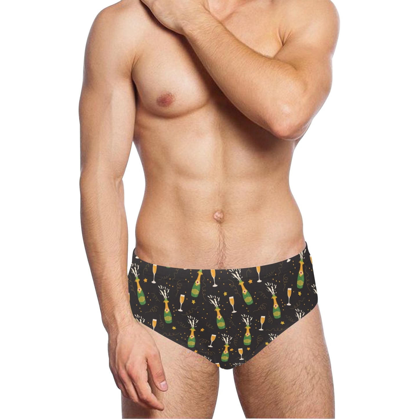 Champagne Pattern Print Design 04 Men's Swimming Briefs