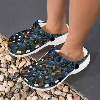 Peacock Themed Design Print Unisex Clogs Shoes