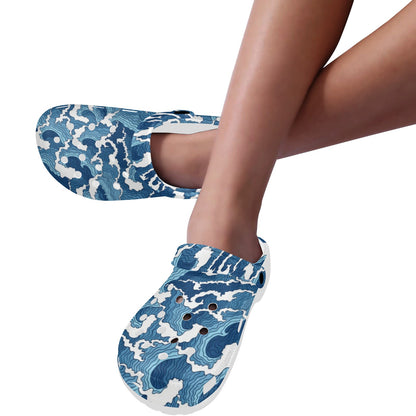 Wave Themed Pattern Print Unisex Clogs Shoes