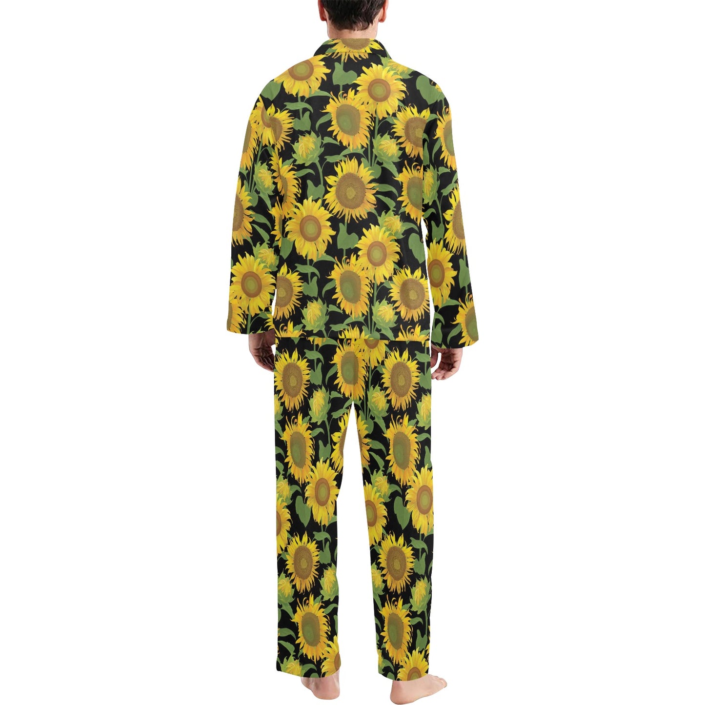 Sunflower Print Design LKS302 Men's Long Pajama Set