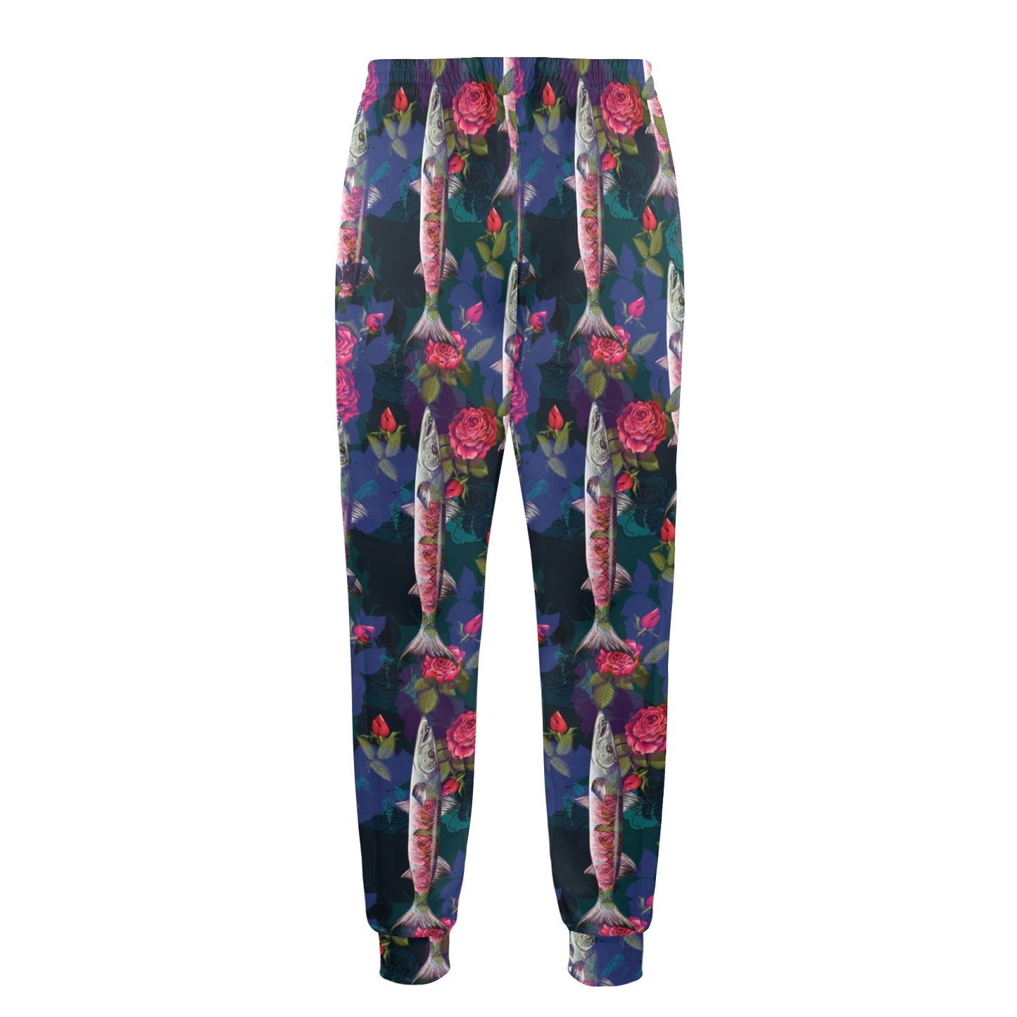 Barracuda with Folwer Pattern Print Design 01 Men's Casual Track Pants