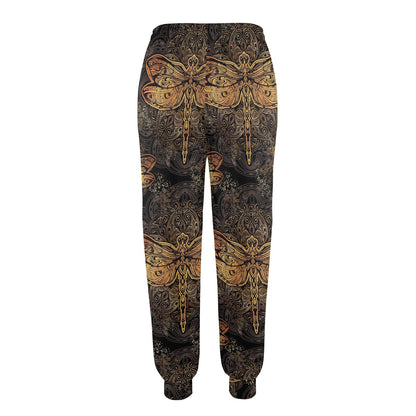Gold Dragonfly Mandala Women's Casual Track Pants