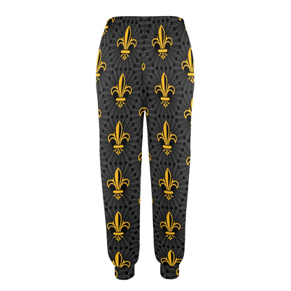 Fleur De Lis Gold Pattern Print Design 01 Women's Casual Track Pants