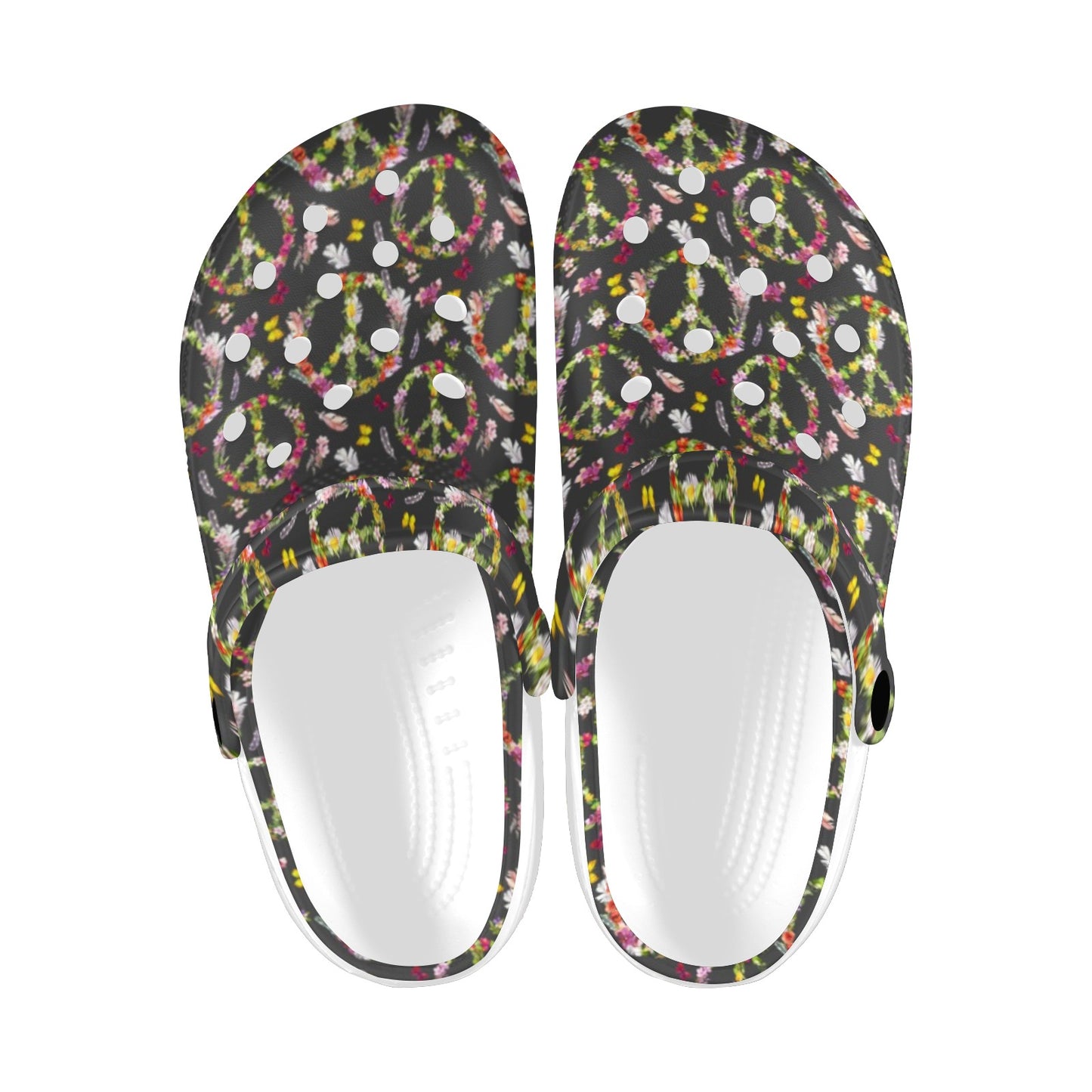 Peace Sign flowers Design Print Unisex Clogs Shoes