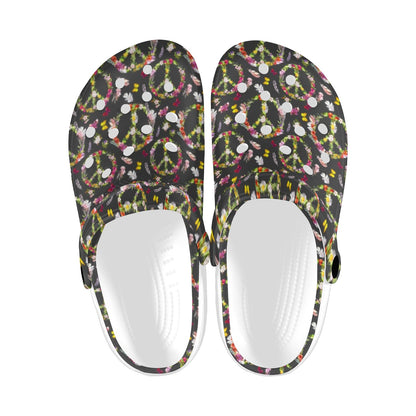Peace Sign flowers Design Print Unisex Clogs Shoes