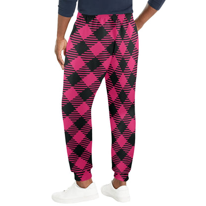 Buffalo check Pink Pattern Print Design 01 Men's Casual Track Pants