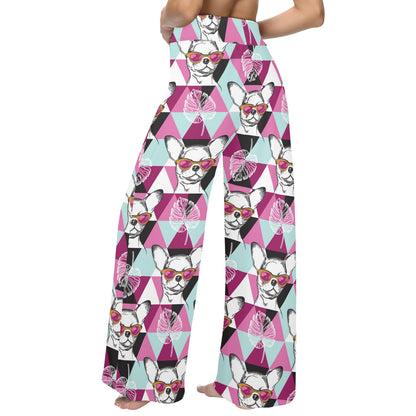 Chihuahua Cute Triangle Pattern Women's Wide Leg Lounge Pants