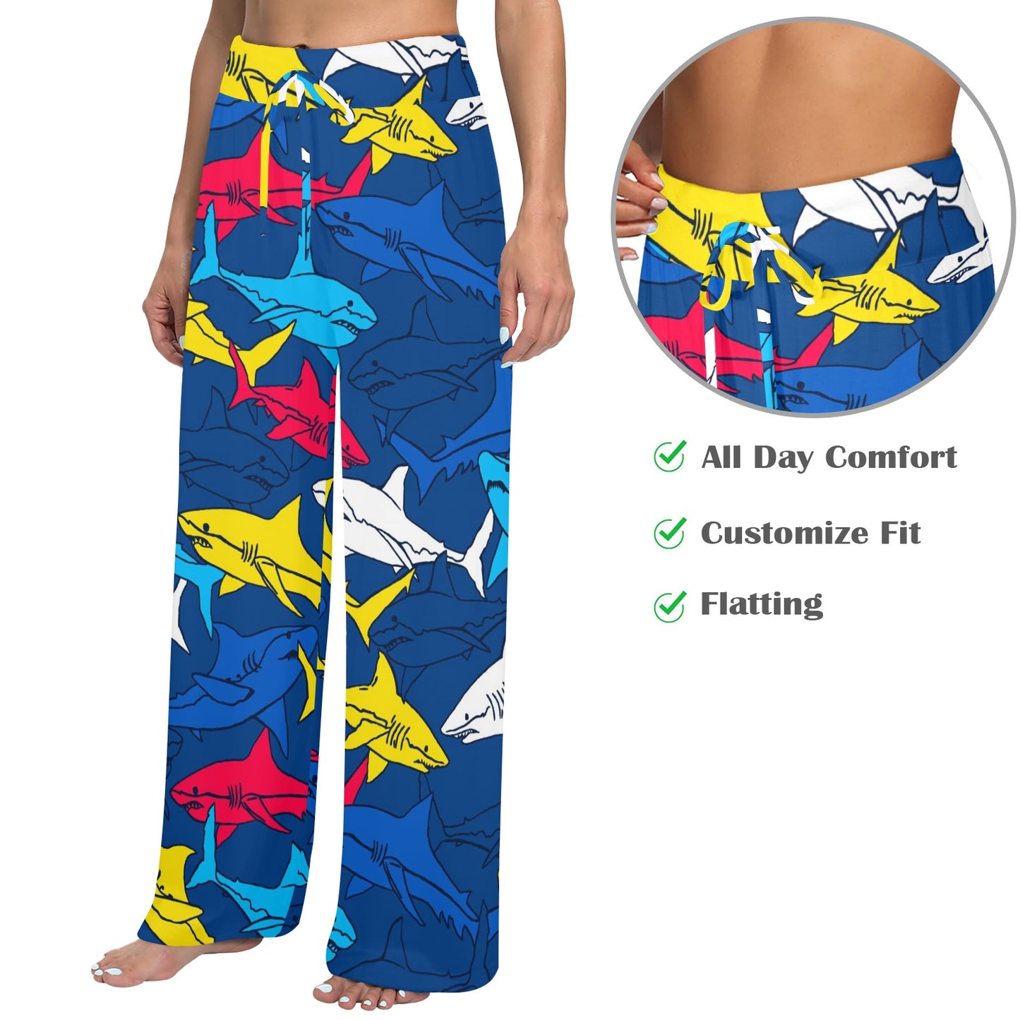 Shark Color Pattern Women's Wide Leg Lounge Pants