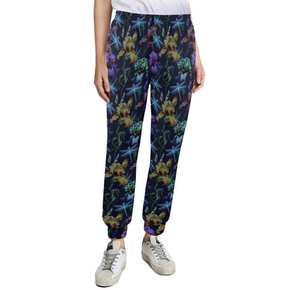 Dragonfly With Floral Print Pattern Women's Casual Track Pants