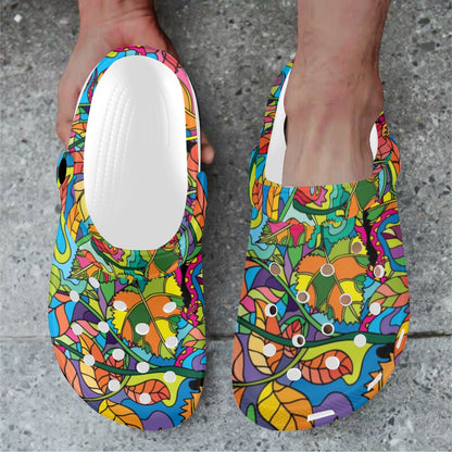 Psychedelic Trippy Flower Print Unisex Clogs Shoes