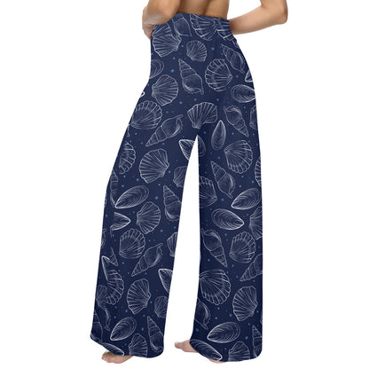 Seashell Print Design LKS3011 Women's Wide Leg Lounge Pants