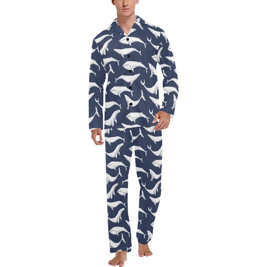 Whale Print Design LKS308 Men's Long Pajama Set