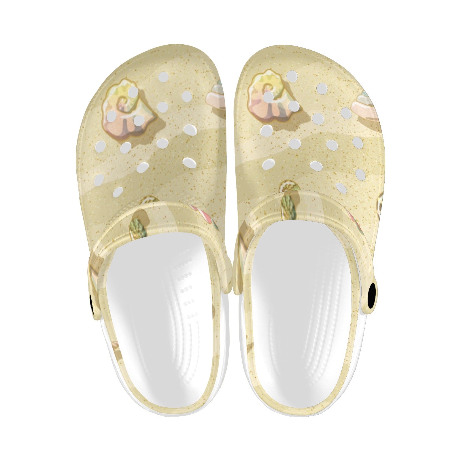 Beach with Seashell Theme Unisex Clogs Shoes