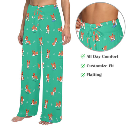 Basenji Pattern Print Design 02 Women's Wide Leg Lounge Pants