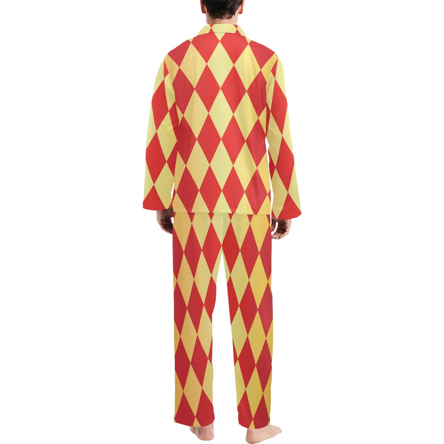 Harlequin Pattern Print Design 03 Men's Long Pajama Set