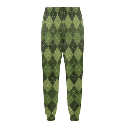 Argyle Green Pattern Print Design 01 Men's Casual Track Pants