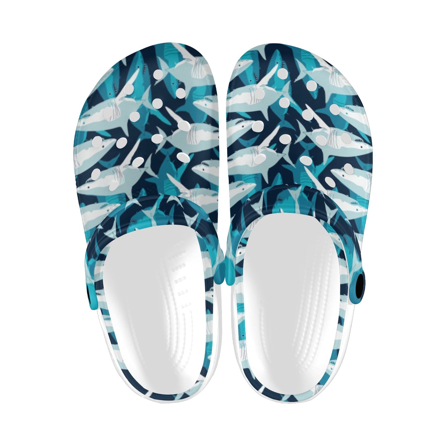 Shark Design Print Unisex Clogs Shoes