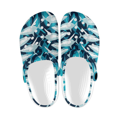 Shark Design Print Unisex Clogs Shoes