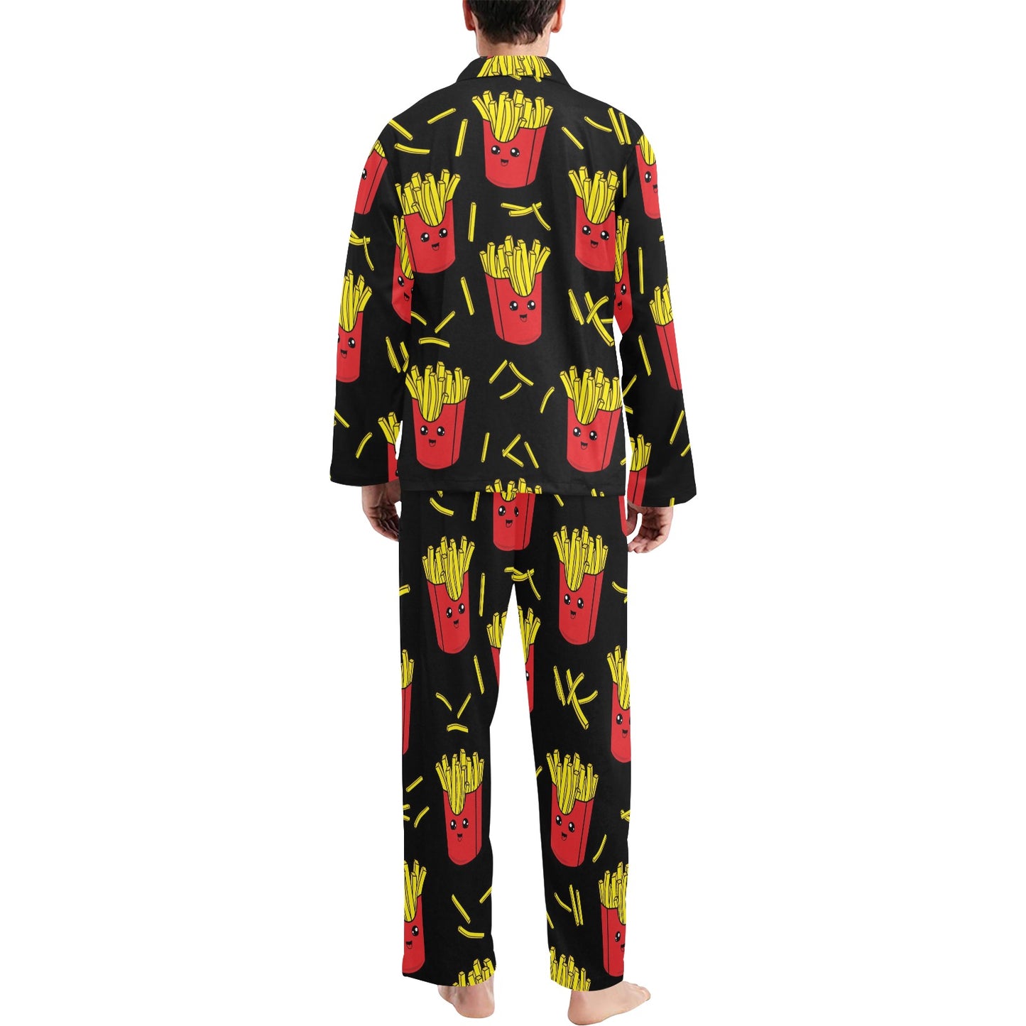 French Fried Pattern Print Design 03 Men's Long Pajama Set