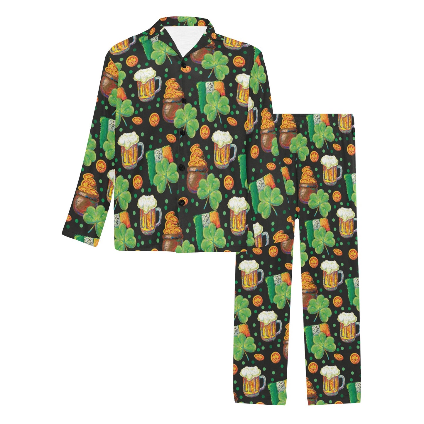 St Patricks Day Print Design LKS303 Men's Long Pajama Set