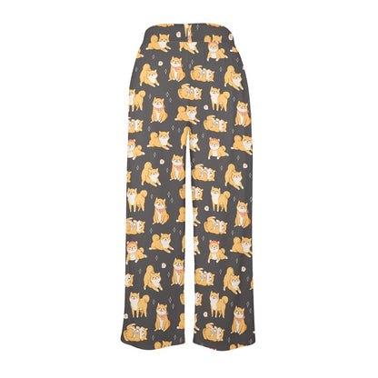 Shiba Inu Print Design LKS309 Women's Wide Leg Lounge Pants