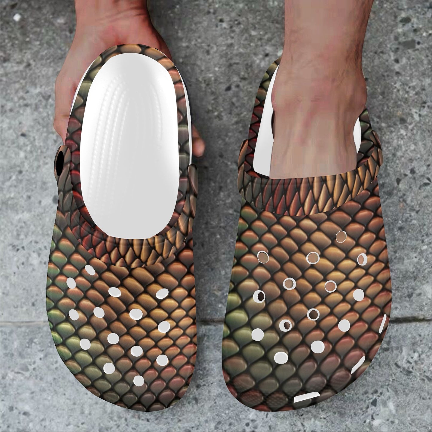 Snake Skin Colorful Print Unisex Clogs Shoes
