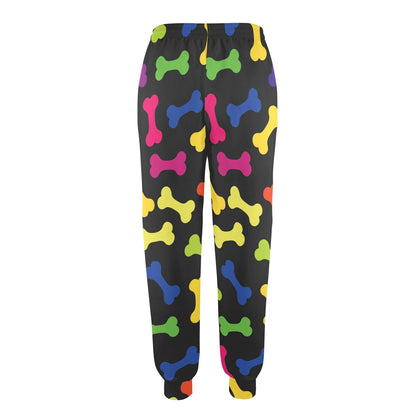 Dog Bone Neon Color Pattern Print Design 02 Women's Casual Track Pants