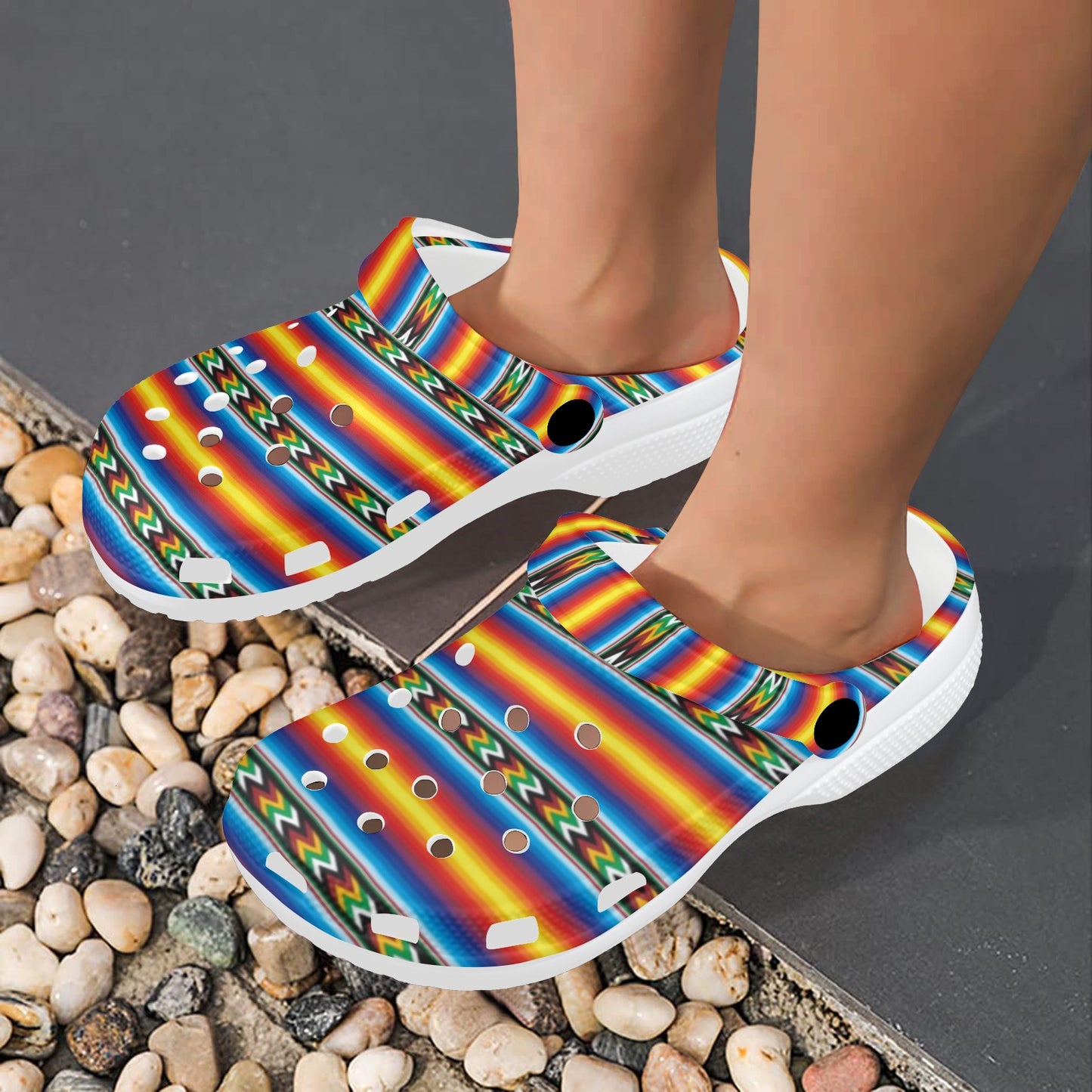 Mexican Blanket ZigZag Print Pattern Unisex Clogs Shoes