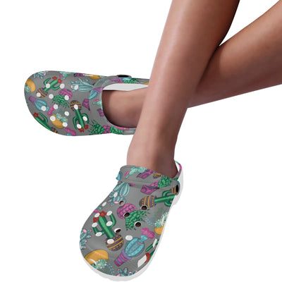 Cactus Colorful Print Pattern Unisex Clogs Shoes