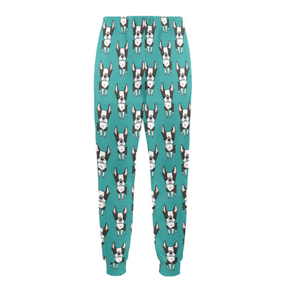 Boston Terrier Pattern Print Design 04 Men's Casual Track Pants