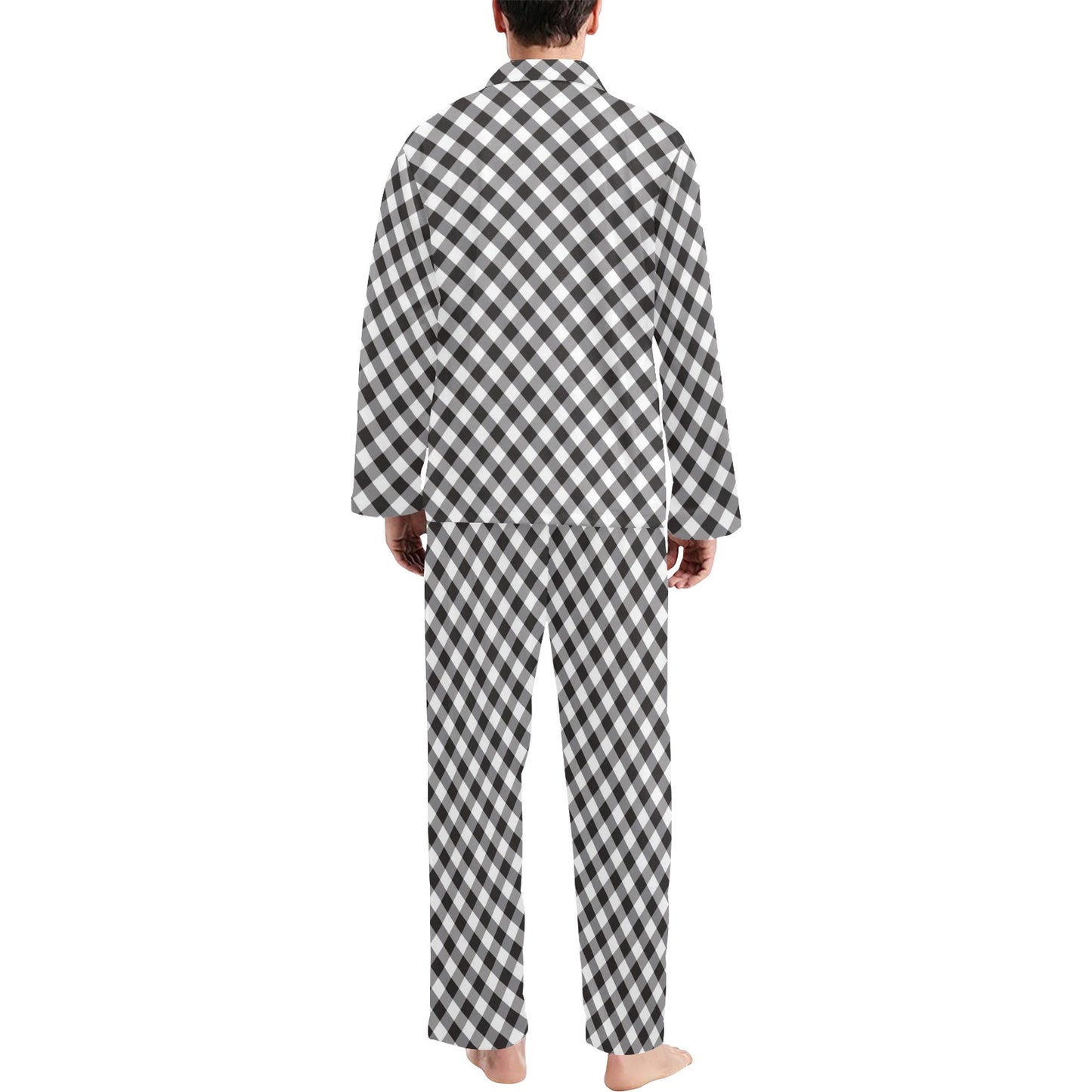 Gingham Print Design LKS402 Men's Long Pajama Set