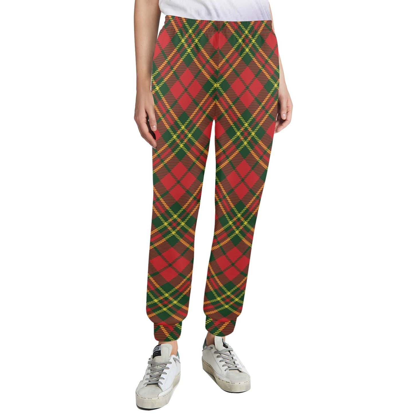 Plaid Holiday Pattern Print Design A01 Women's Casual Track Pants