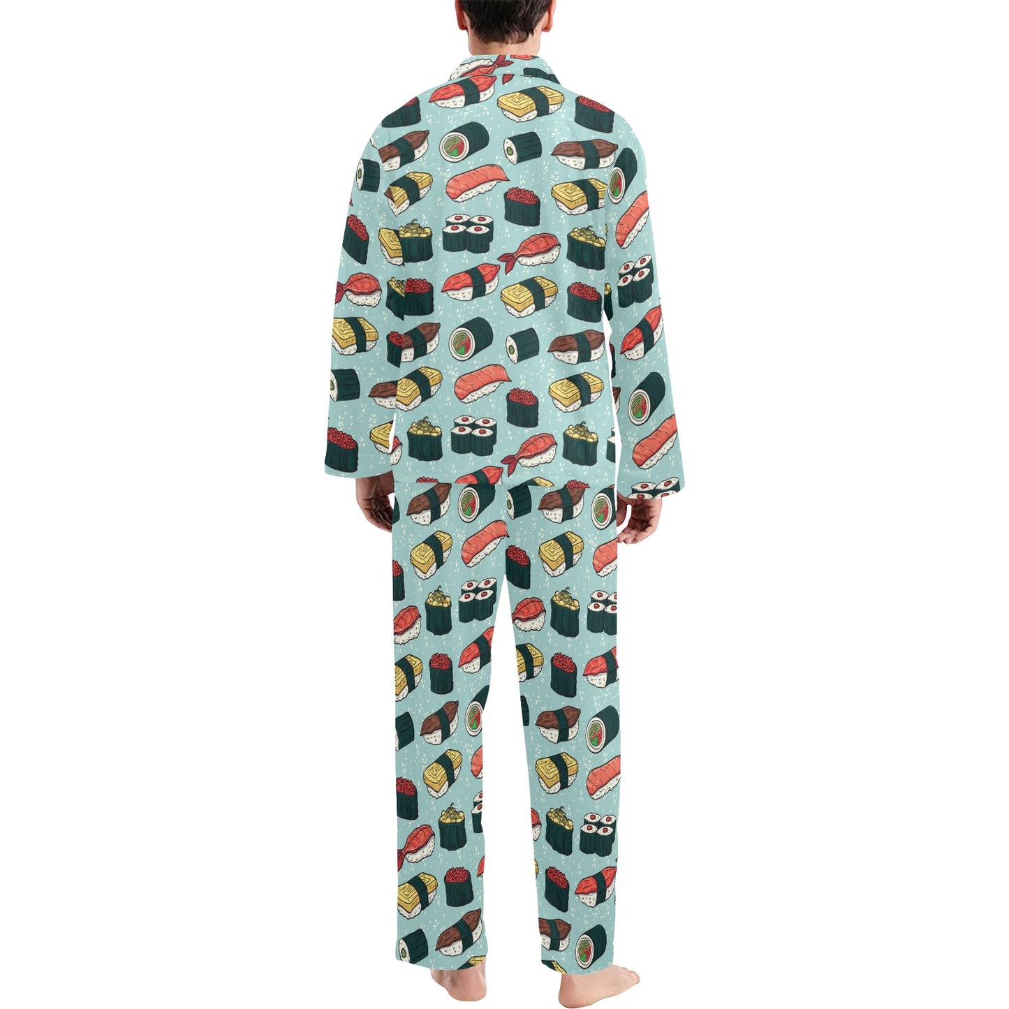 Sushi Pattern Design Men's Long Pajama Set