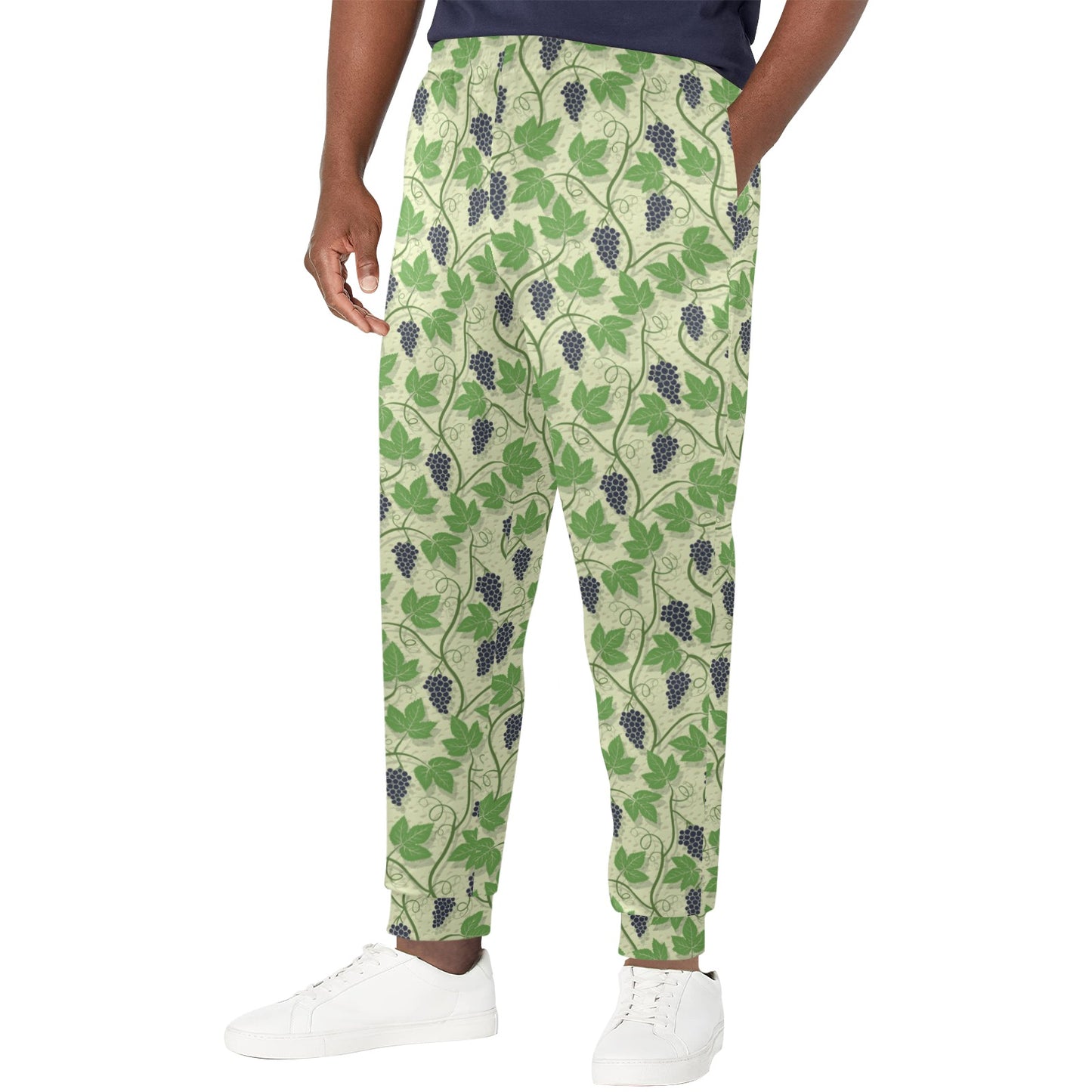 Wine Grape Thmed Print Men's Casual Track Pants