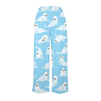 Sea Lion Cute Pattern Print Design 03 Women's Wide Leg Lounge Pants