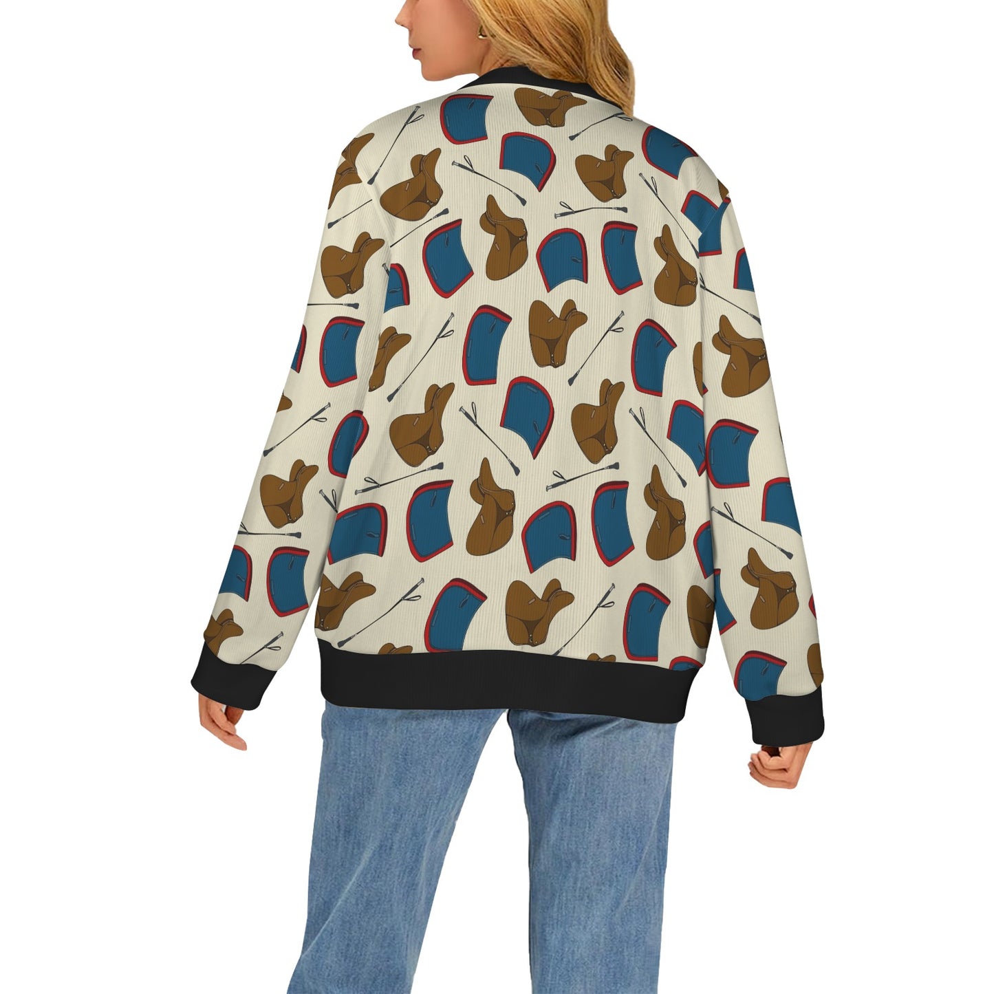 equestrian Design Print Pattern JJ0133 Women's Cardigan