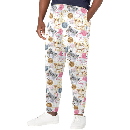 Cat Playing Yarn Pattern Print Design 07 Men's Casual Track Pants