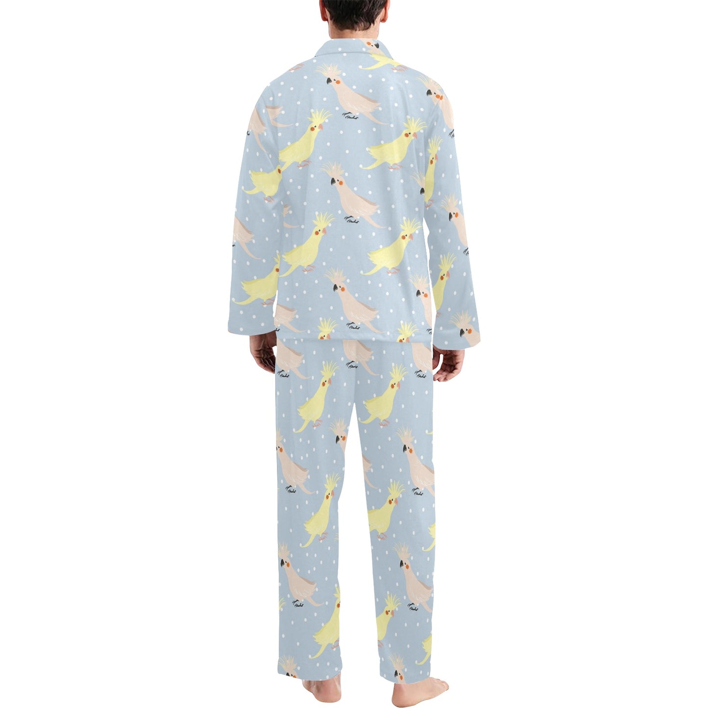 Cockatiel Pattern Print Design 03 Men's Long Pajama Set