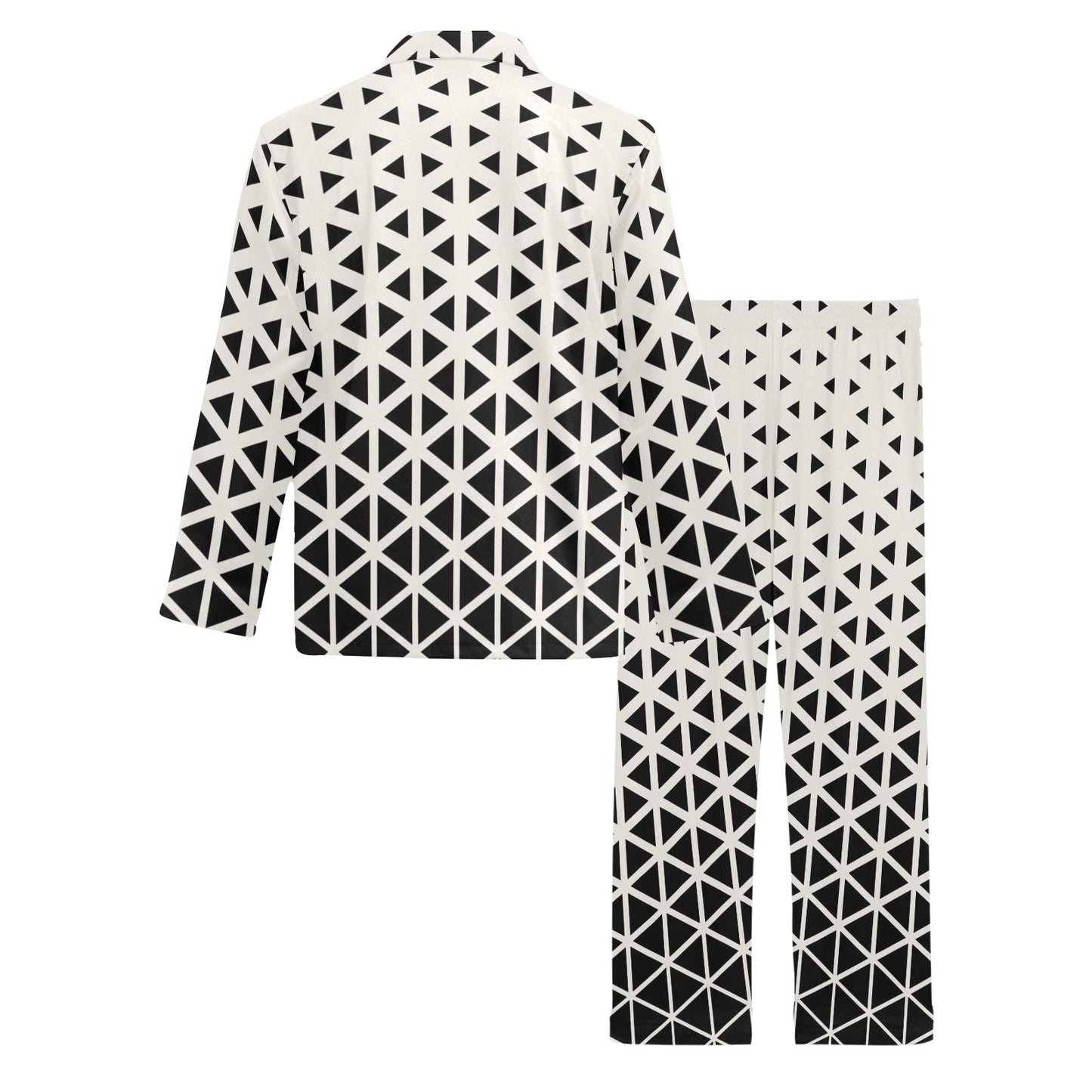 Geometric Black White Pattern Print Design 03 Men's Long Pajama Set
