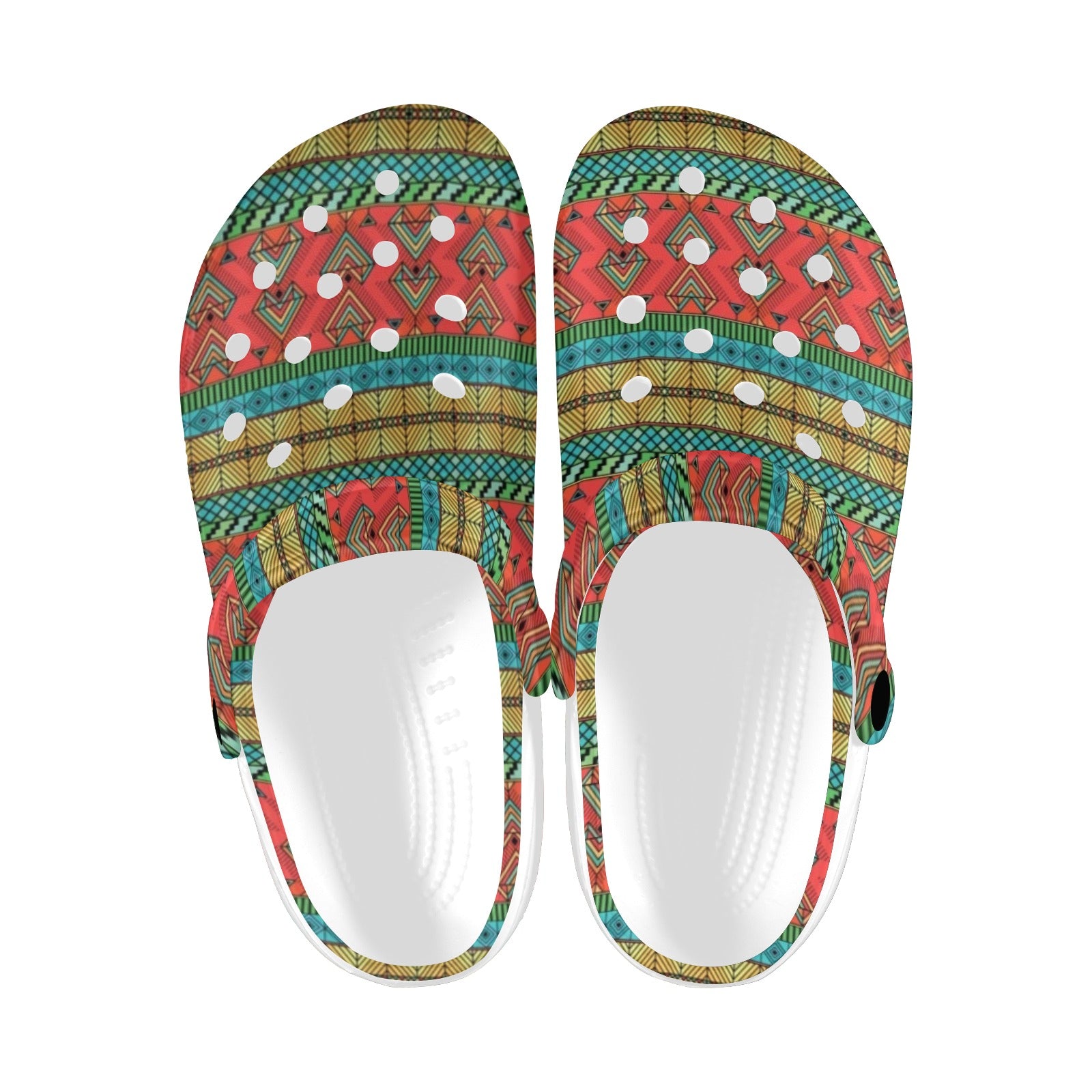 African Colorful Zigzag Print Pattern Unisex Clogs Shoes