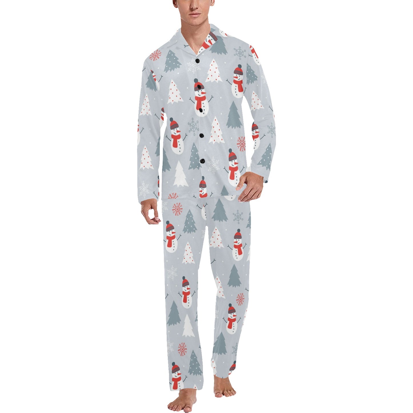Snowman Print Design LKS302 Men's Long Pajama Set