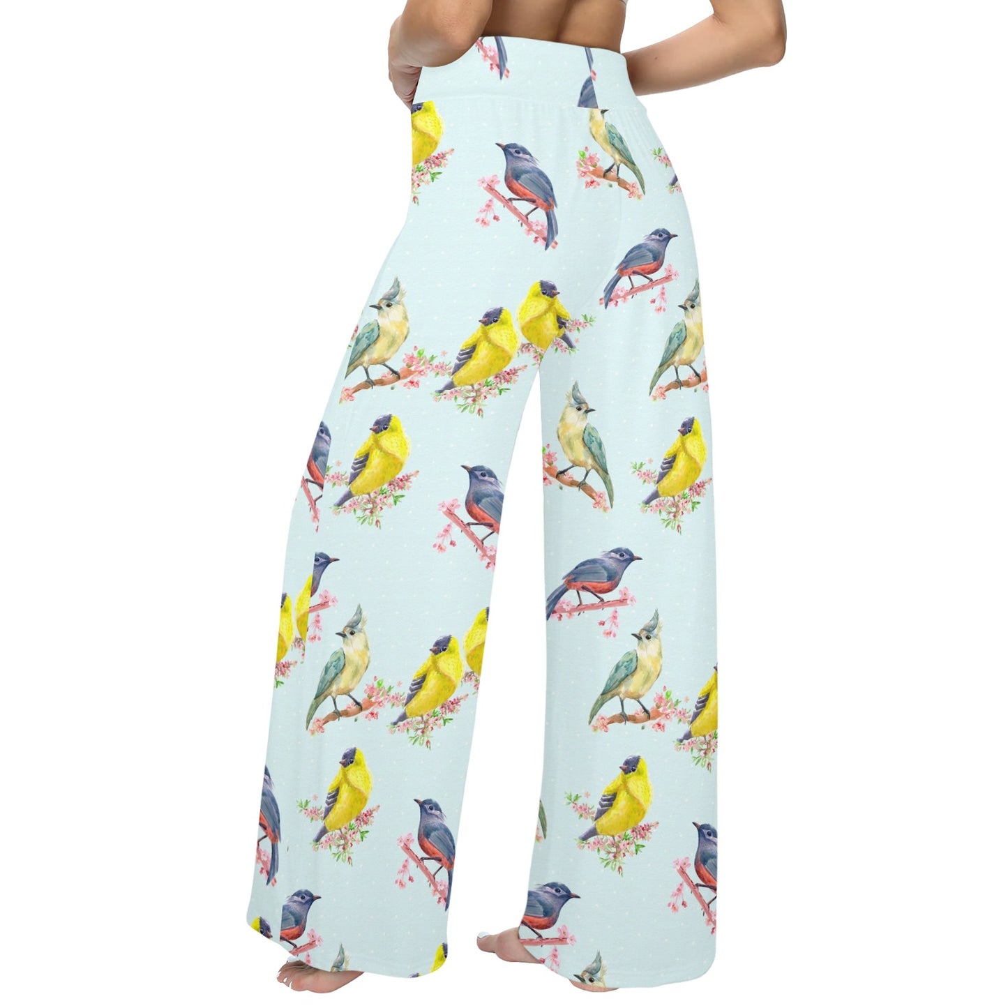 Bird Sweet Themed Print Pattern Women's Wide Leg Lounge Pants