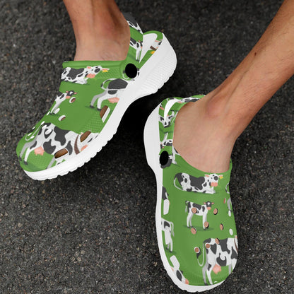 Cow Happy Print Pattern Unisex Clogs Shoes