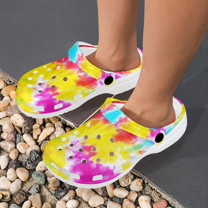Tie Dye Rainbow Themed Print Unisex Clogs Shoes