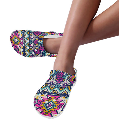 Aztec Pink Geometric Print Pattern Unisex Clogs Shoes