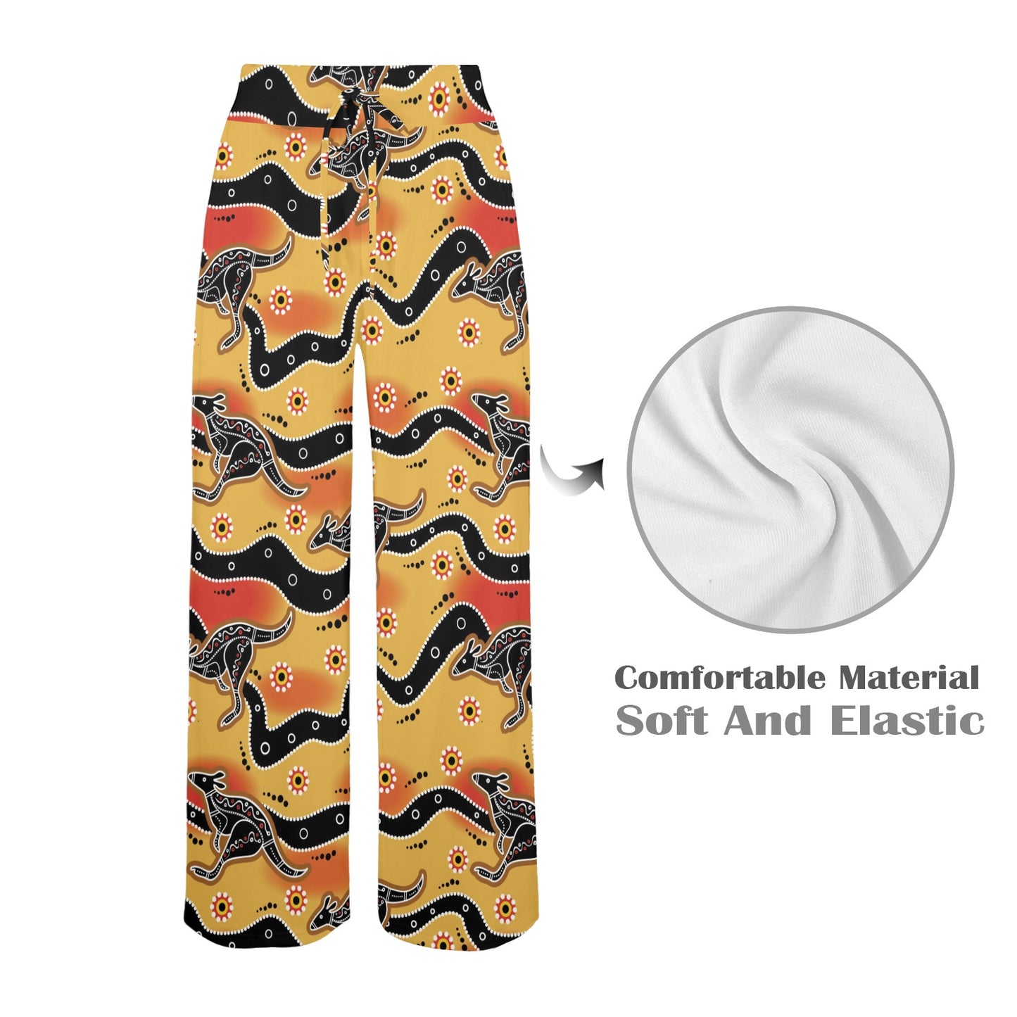 Kangaroos Aboriginal Pattern Print Design 06 Women's Wide Leg Lounge Pants